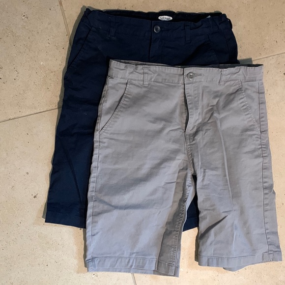 Old Navy Other - Two Pair Boys Chino Shorts in Gray and Navy, size 16 Boys, adjustable waist